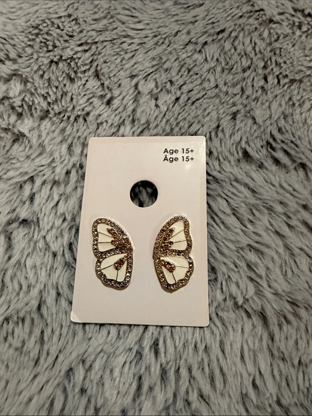 GAP Gold Butterfly Wing Stud Earrings with White Inlay